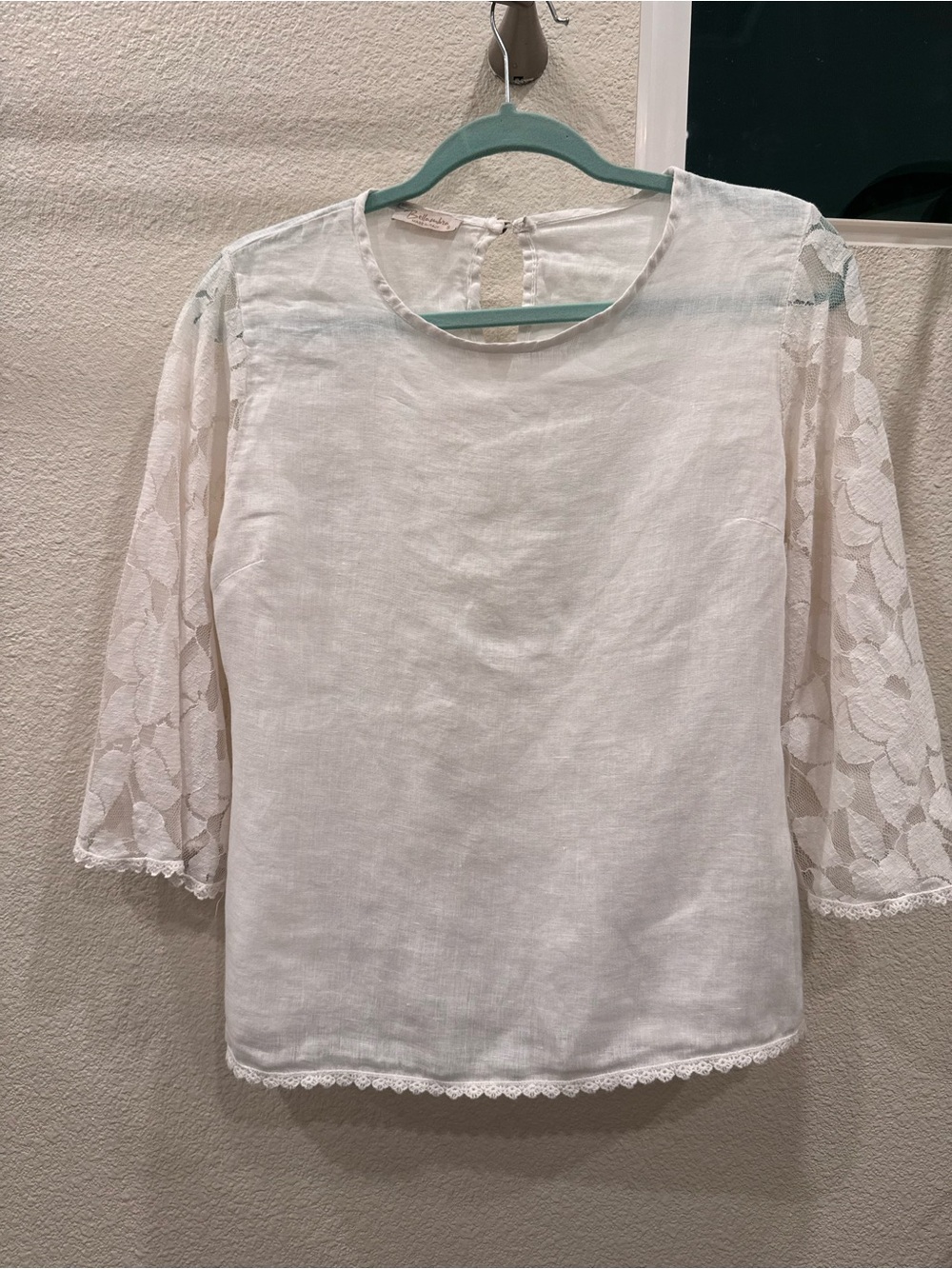 Bellamie White Linen Lace Sleeve Top